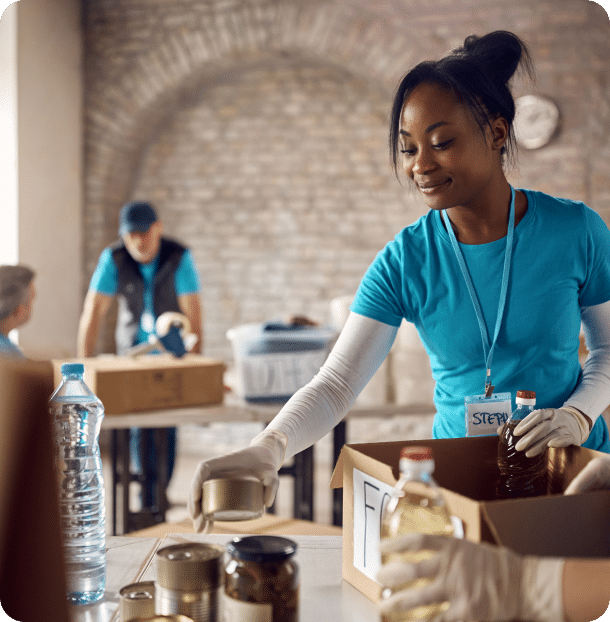 Women helping at church fundraiser